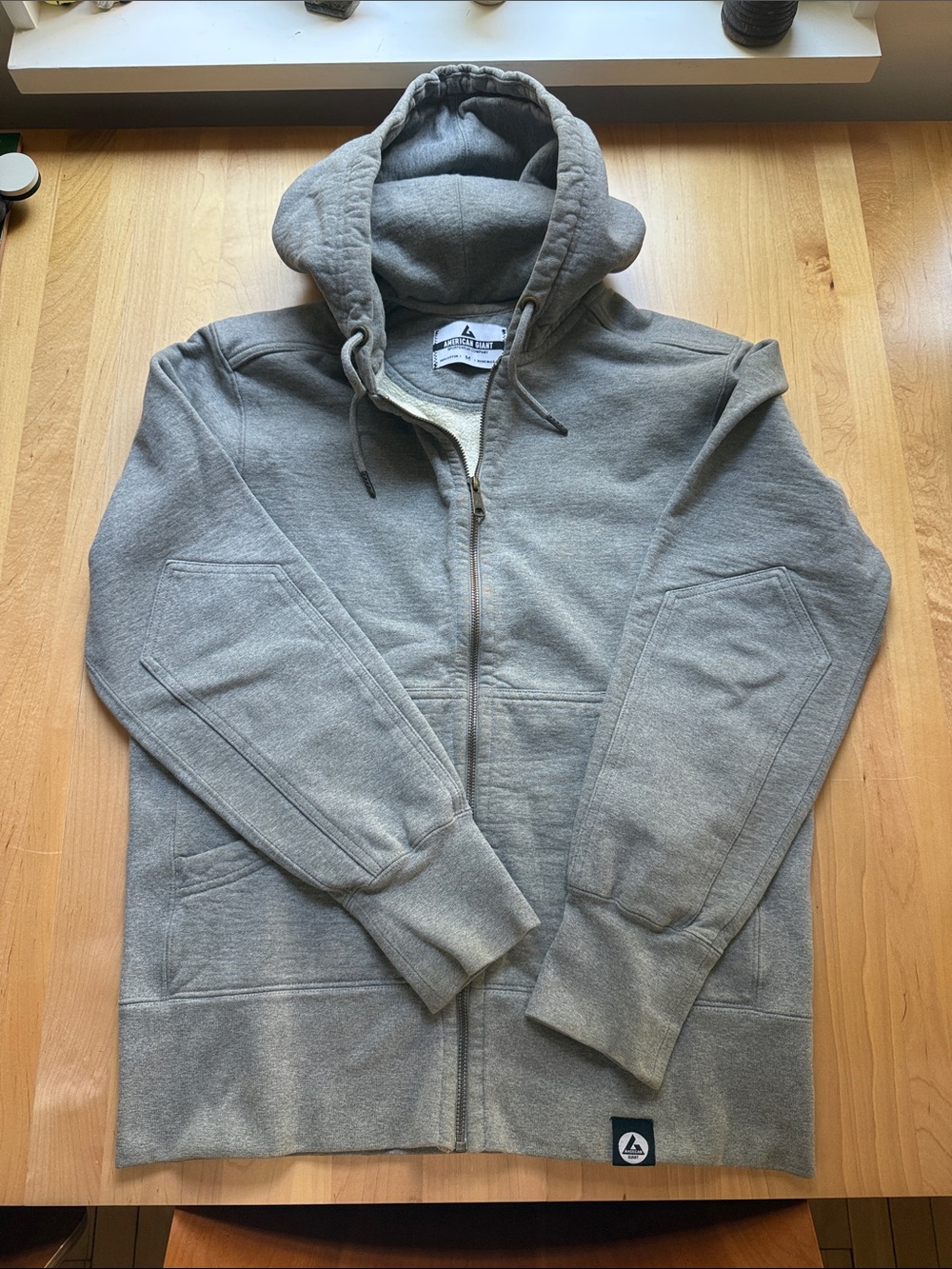 American Giant Men's Light Gray Zip-Up Hoodie